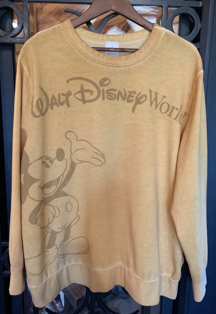 Disney Parks Walt Disney World Mickey Mouse Mustard Yellow Sweatshirt XL